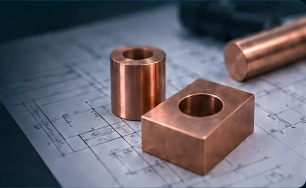 Piezas de cobre fabricadas sobre plano